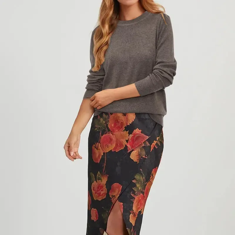 Women Spring Fashion Wool Blend Sweater 2025 Long Sleeve Crew Neck Business Casual Pullover Tops Trendy Outfits