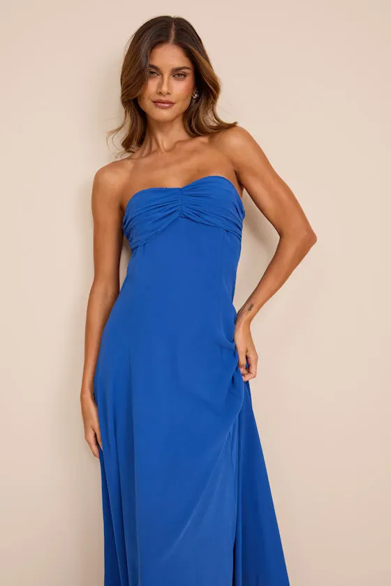 Kamalia Royal Blue Strapless Maxi Dress