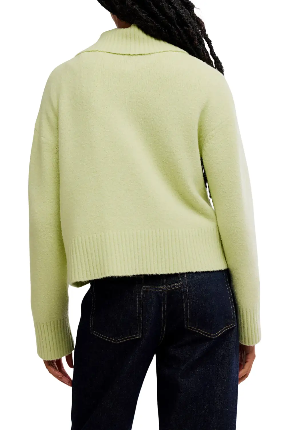 Ribbed Button Front Collared Relaxed Polo Sweater