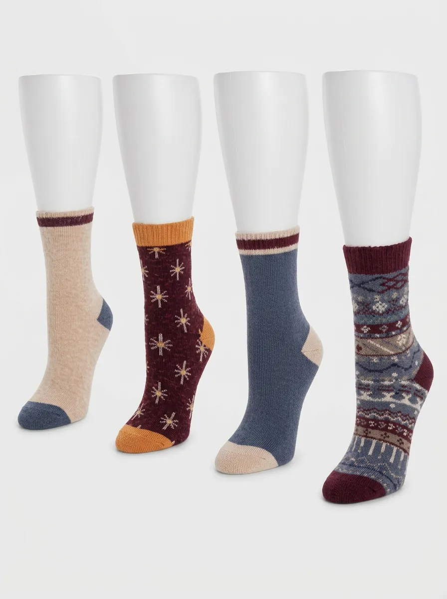 Nature Inspired Geometric Four-Pair Casual Socks