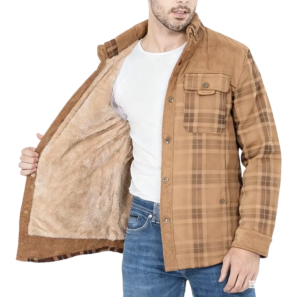 Men's Plaid Flannel Autumn and Winter Warm Jacket