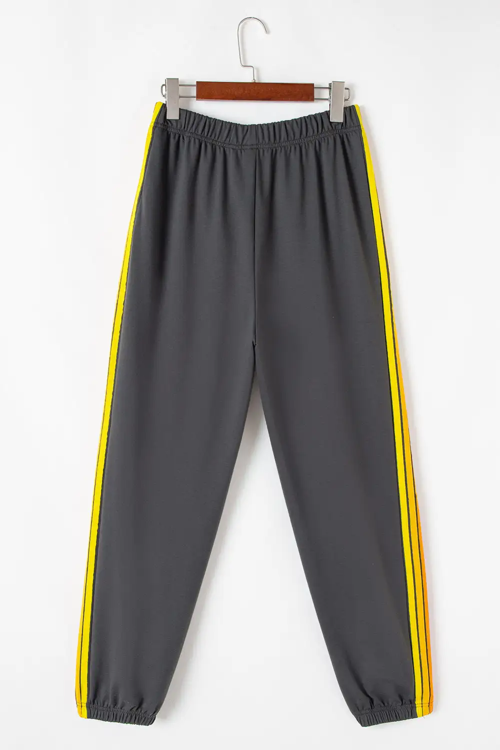 High-Waist Elastic-Waist Cropped Striped Sweatpants