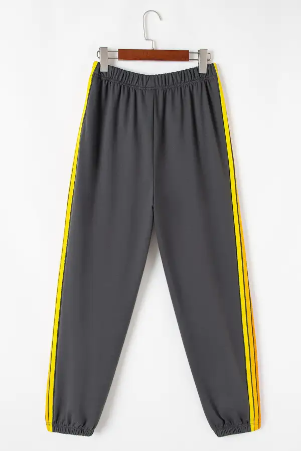 High-Waist Elastic-Waist Cropped Striped Sweatpants