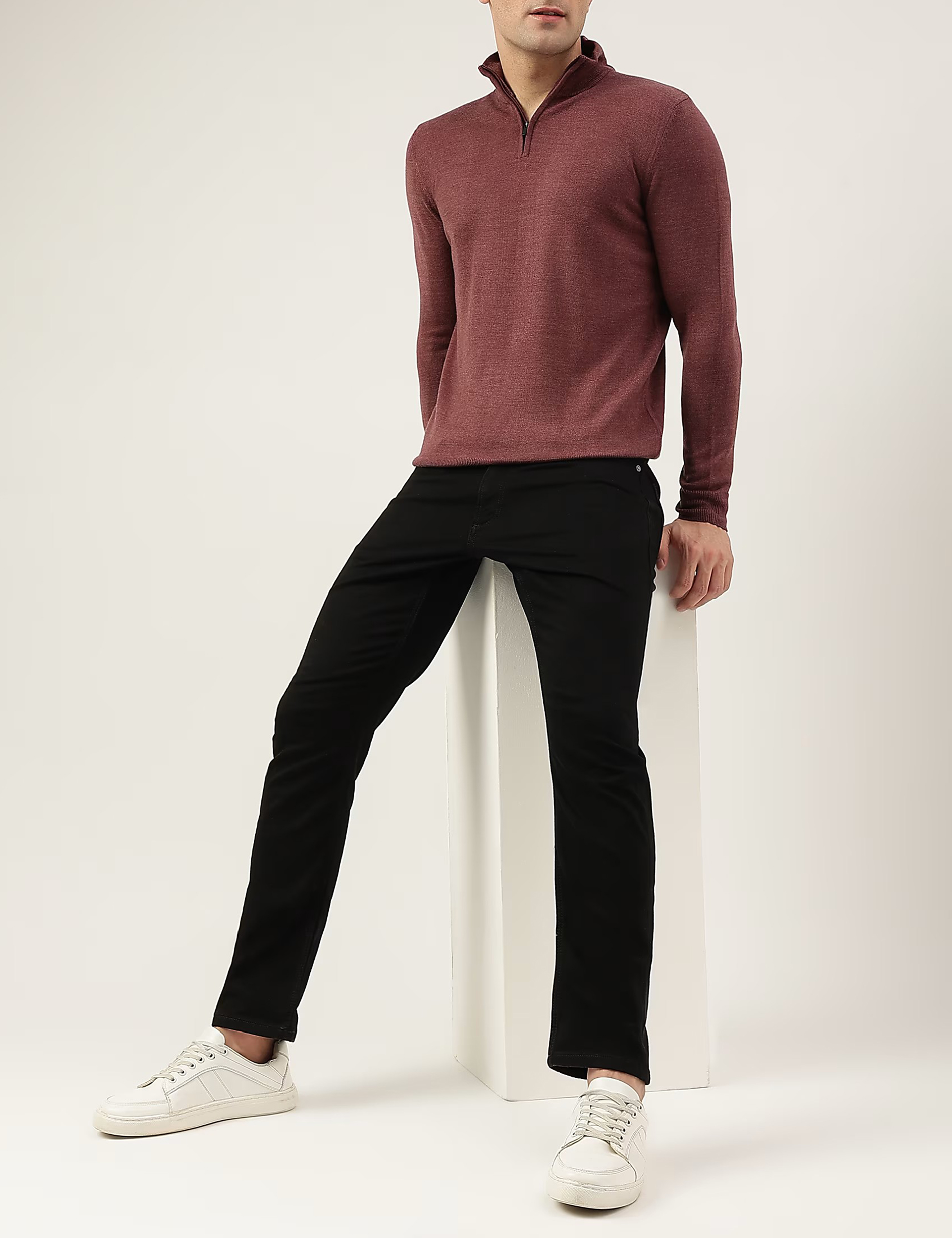 Brick Red Half-Zip Sweaters