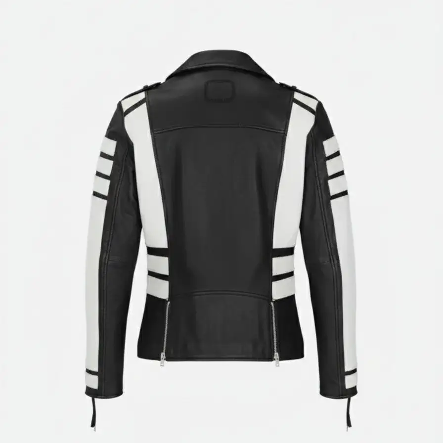 Workwear Inspired Leather Biker Motorcycle Jacket