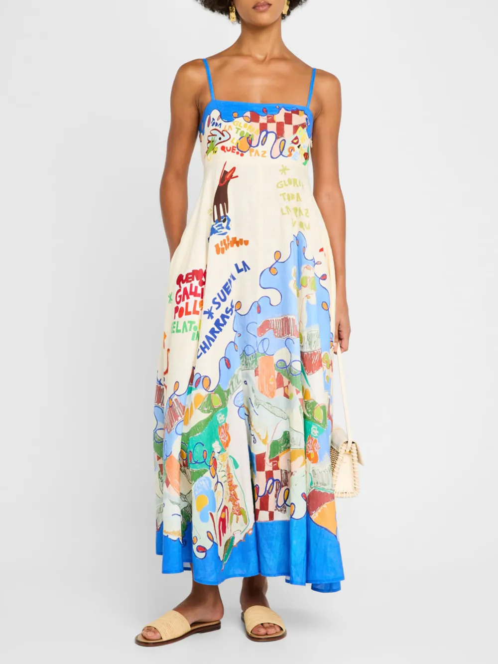 Art Island Floral Print Flared Midi Dress