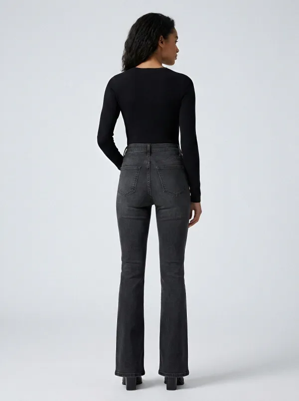 Textured Modern Women's High-Waist Stretch Flare Jeans