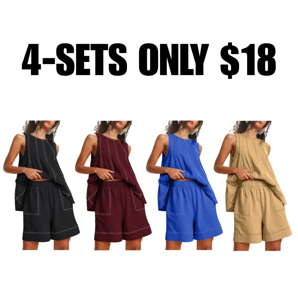 Women's 2 Piece Outfits Sleeveles Summer Matching Sets
