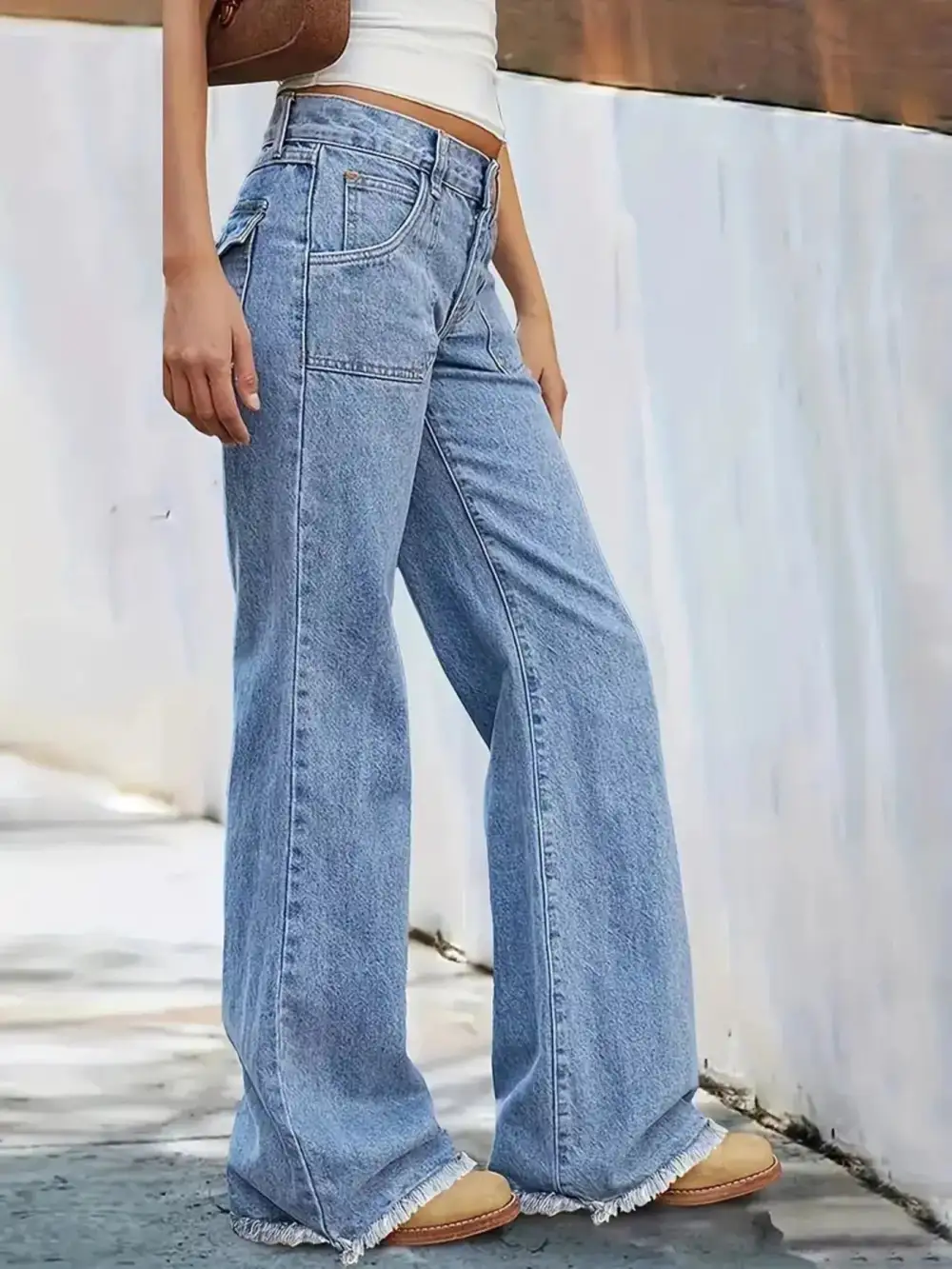 High Waist Wide Leg Denim Jeans