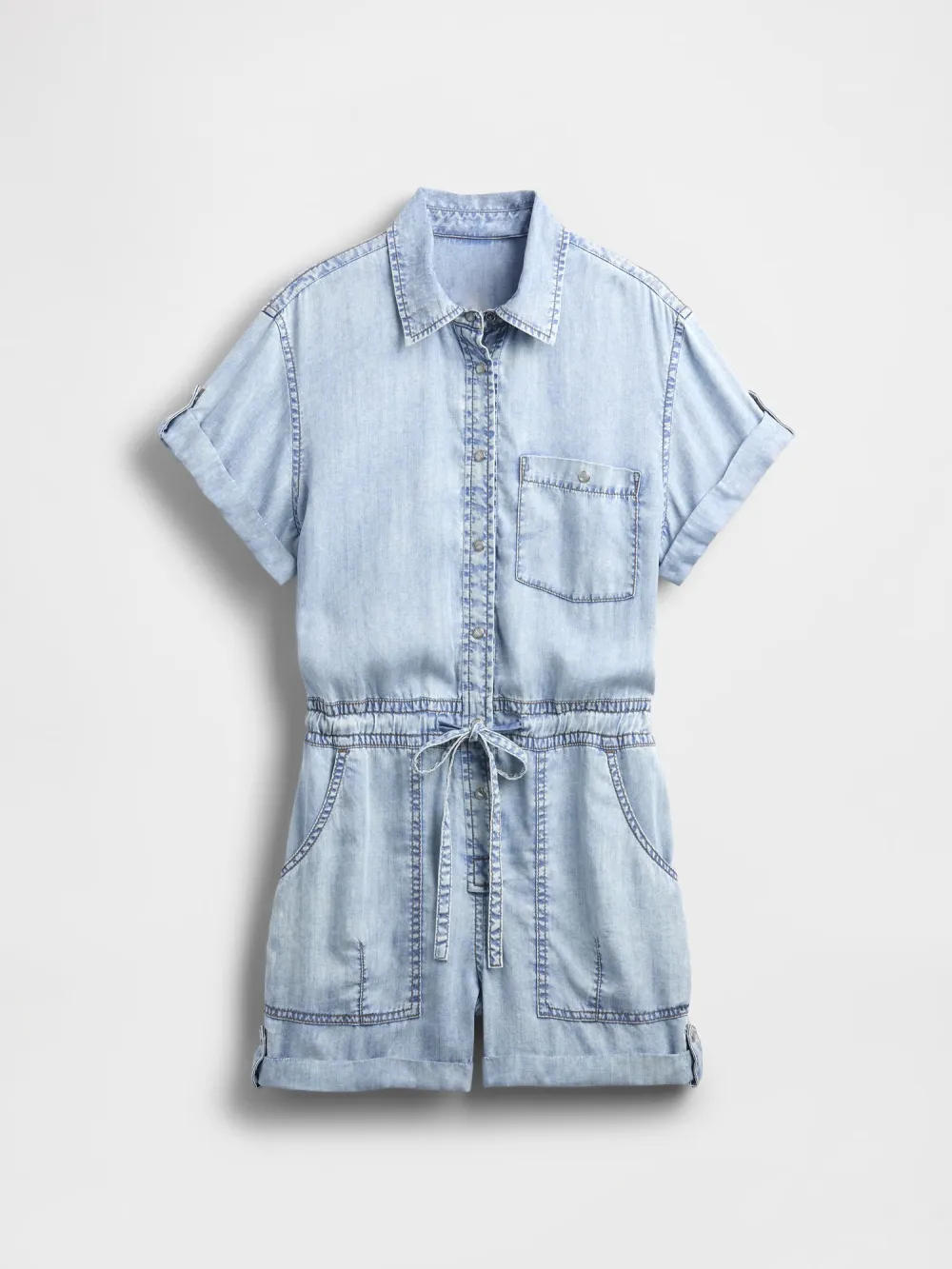 Short-Sleeved Cowboy Jumpsuit