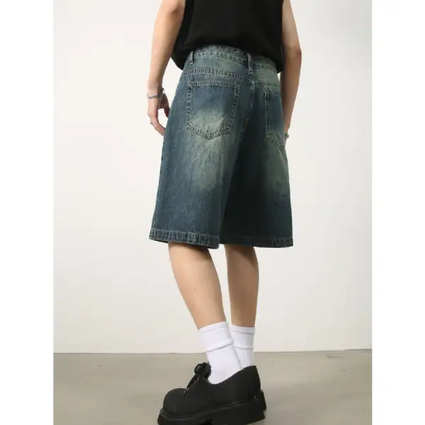Refined Men's Washed Denim Shorts with Pockets