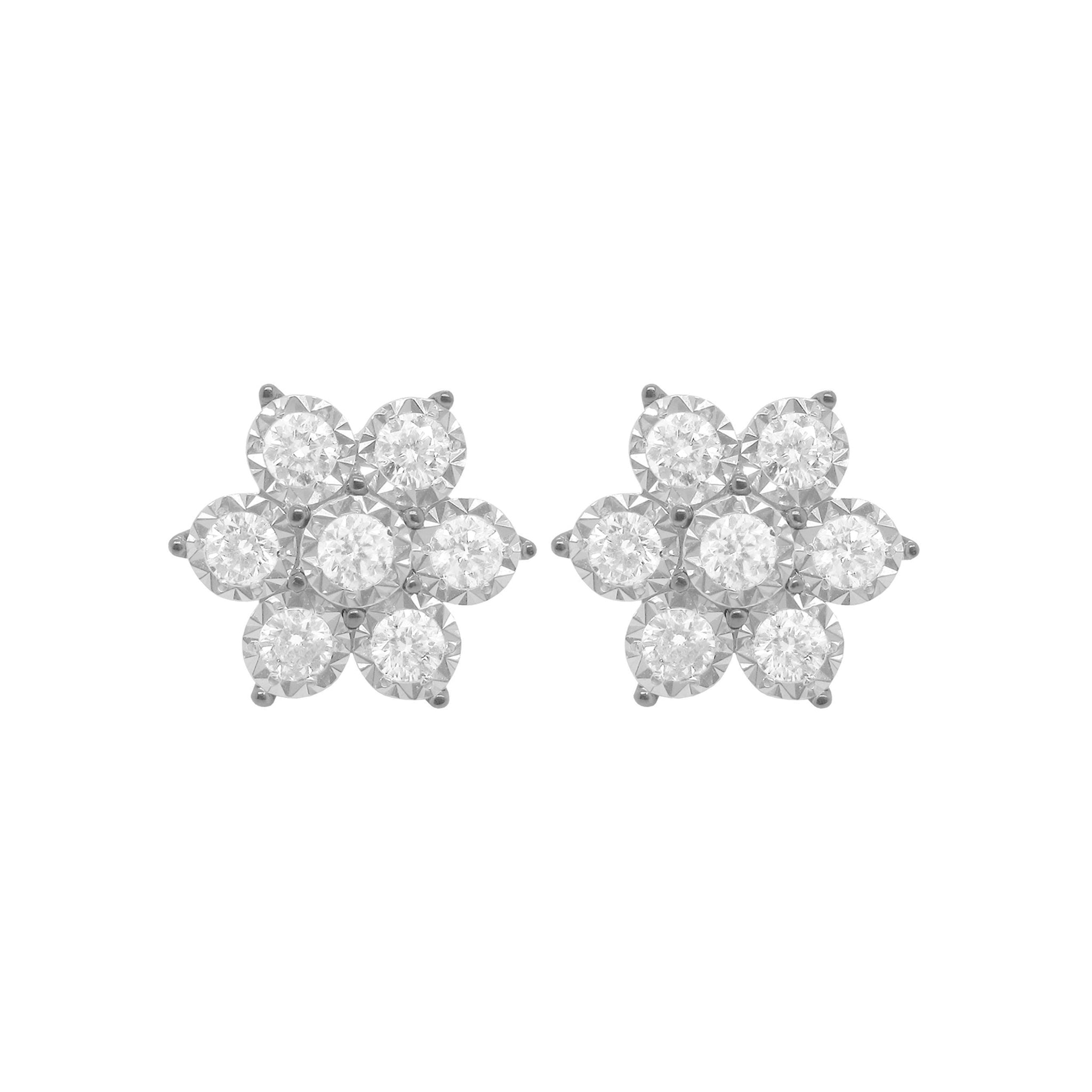 Contemporary Floral Gem Detail Stud Earrings