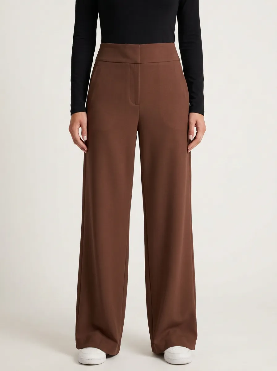 Relaxed Wide-Leg Solid Printed Women's Wide-Leg Pants