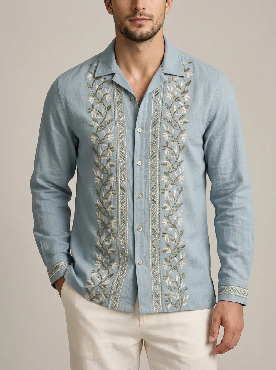 Men's Floral Weekend Embroidered Shirt