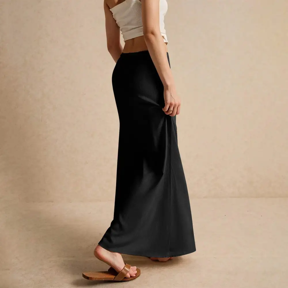 Satin A-Line Drawstring Skirt
