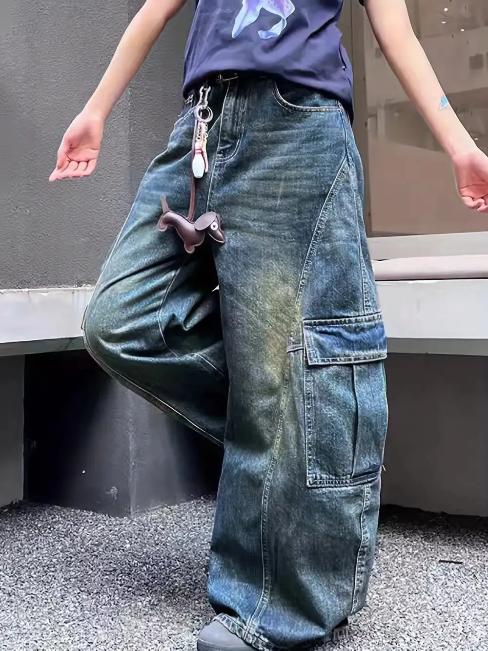 Balanced Wide Leg Denim Jeans