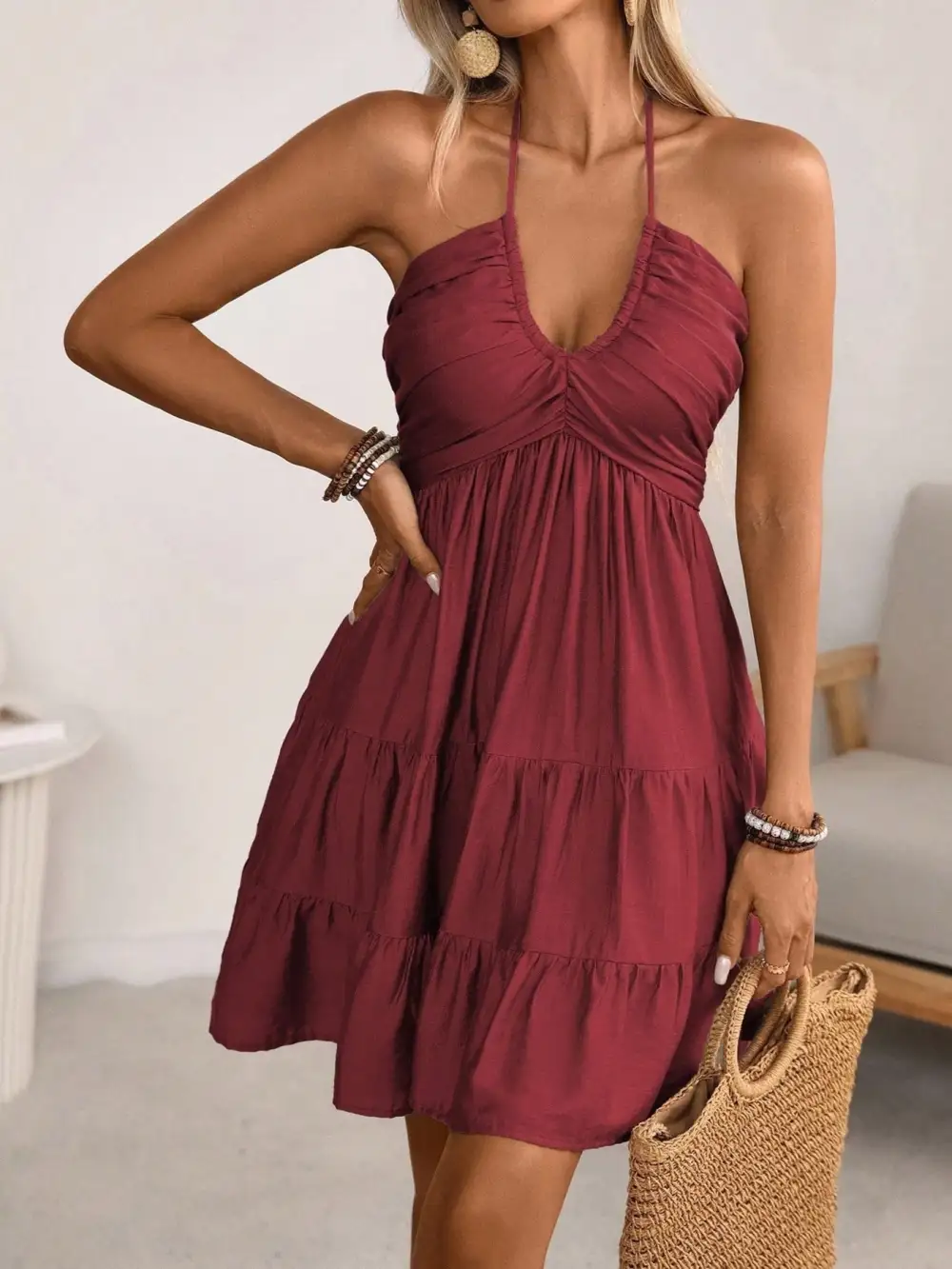 Tiered Halter Casual Dress