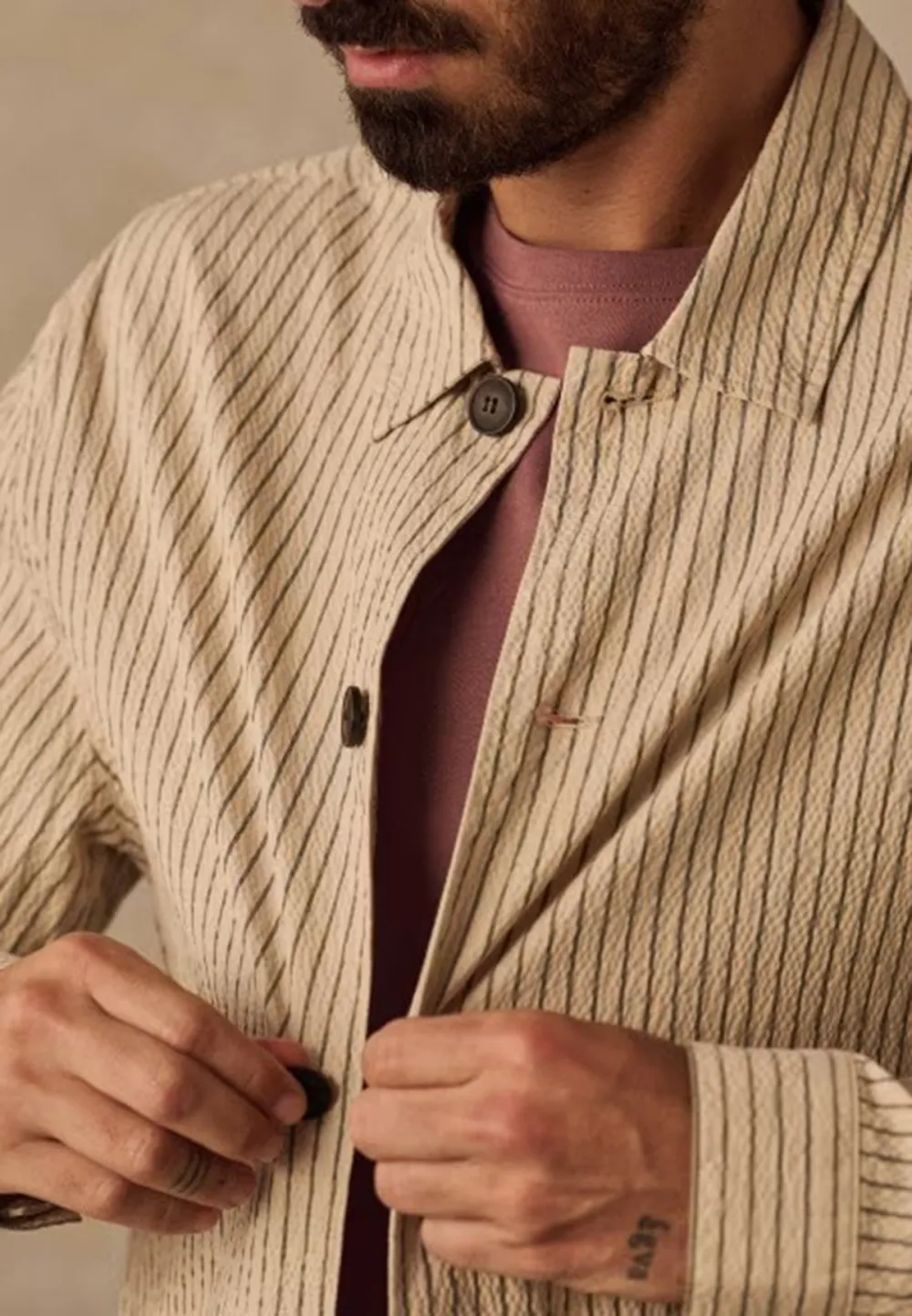 Jacket-Seersucker Beige