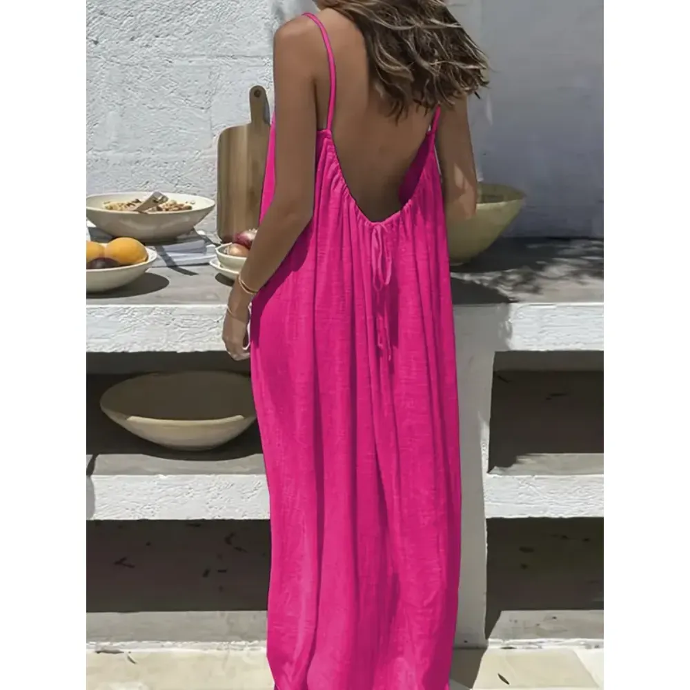 🔥Women's Cotton Linen Backless Loose Dress🔥10-Pack - All Colors Included, Only $24