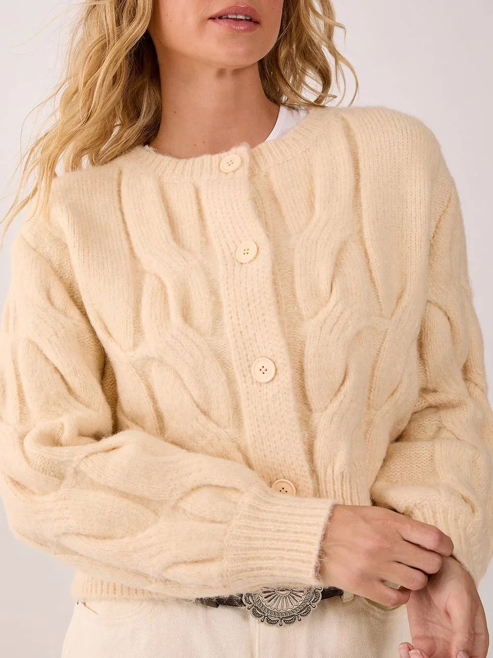 Women'S Twisted Knit Short Cardigan
