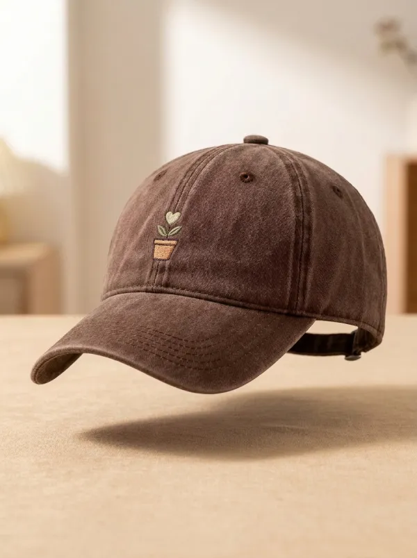 Classic Plant-Lover Embroidered Potted-Plant Unisex Baseball Cap