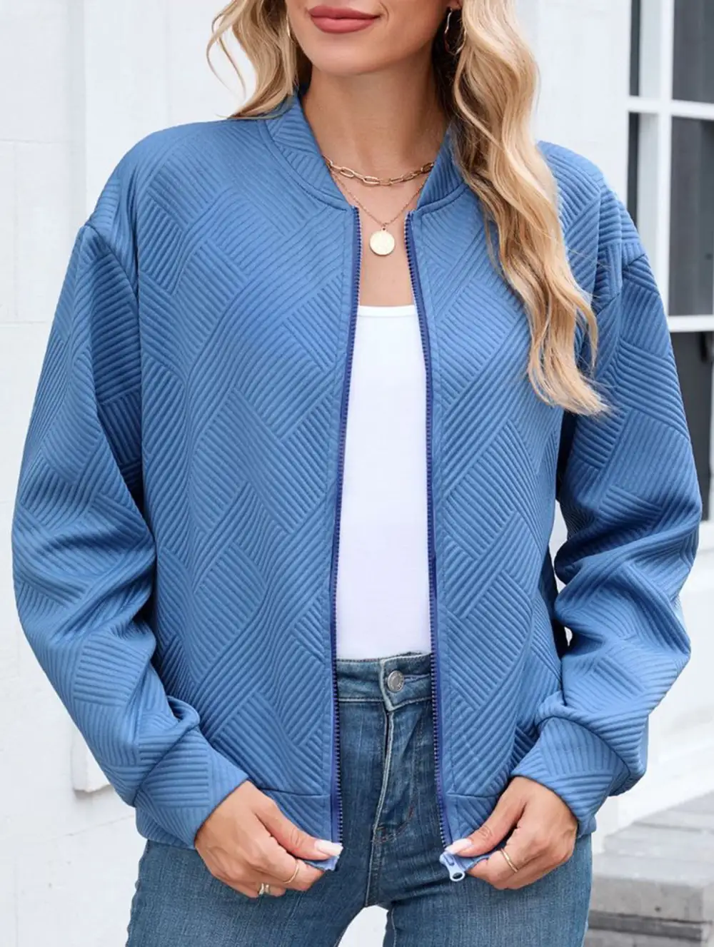Crew Neck Zipper Loose Long Sleeve Sweatshirt