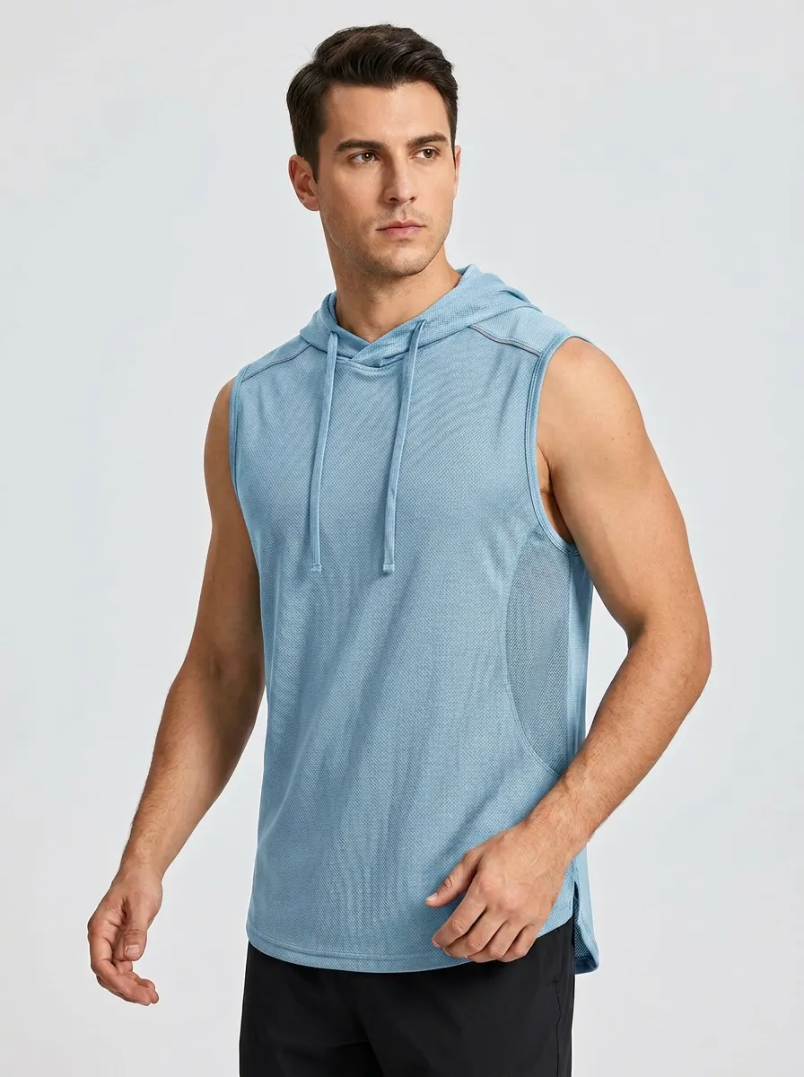 Men's Gym Fitness Quick-Dry Hooded Sleeveless Tank Top