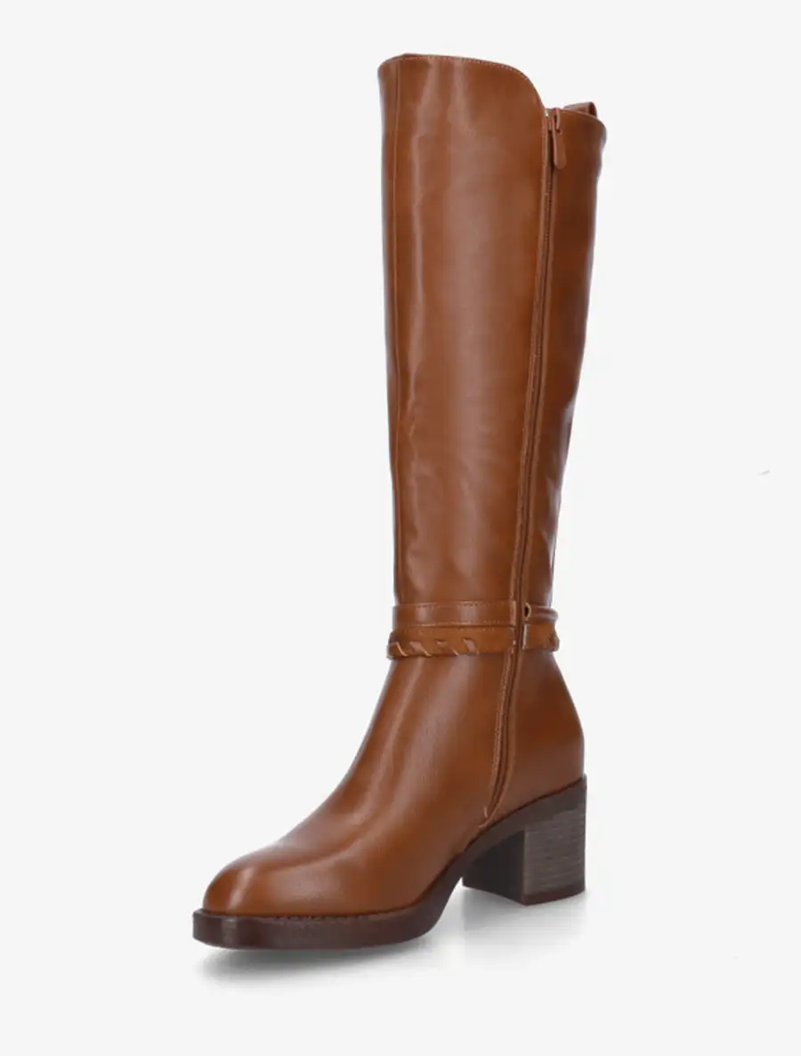 Classic Sleek Block Heel Faux Leather Knee High Boots