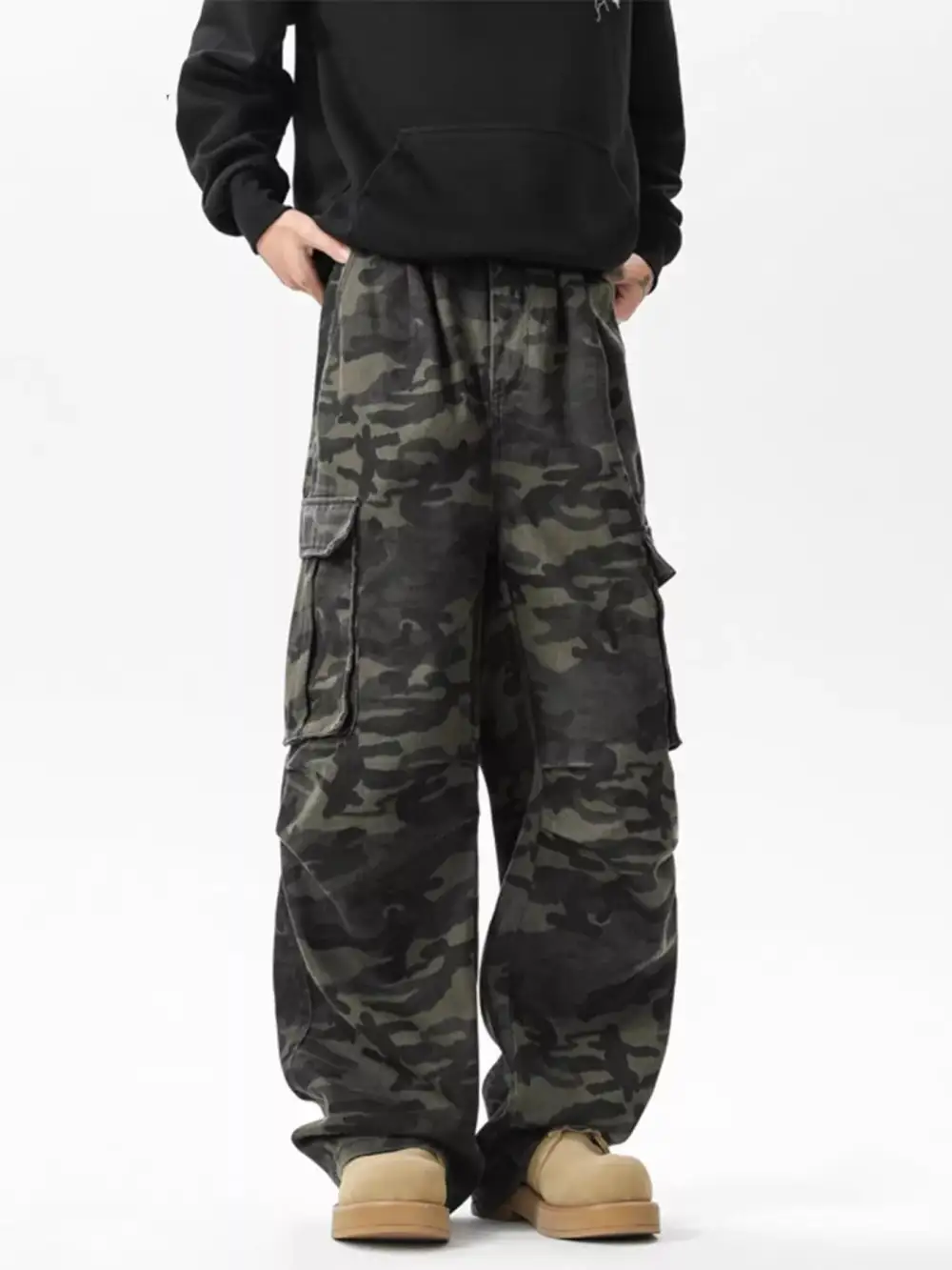 Refined Men's Full Size Loose Fit Camouflage Cargo Pants