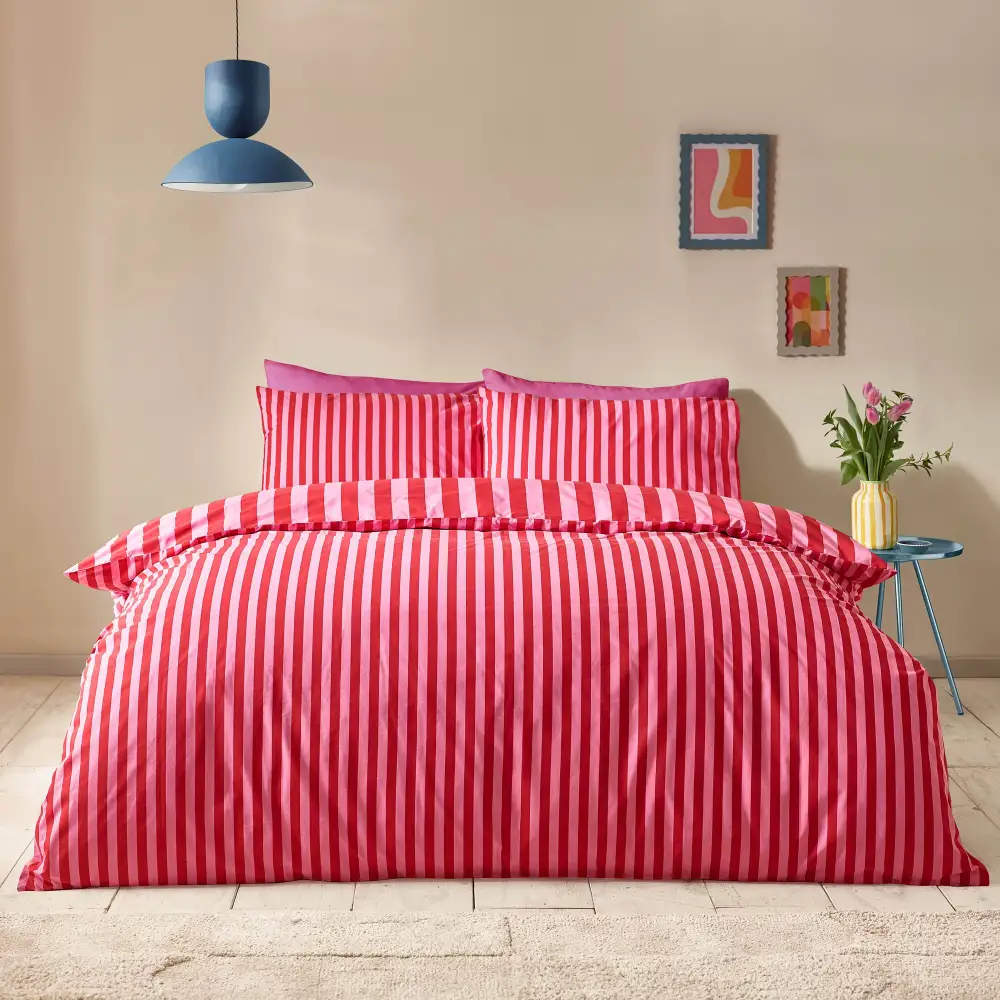 Contemporary Bedroom Stripe Cotton Duvet Cover Set