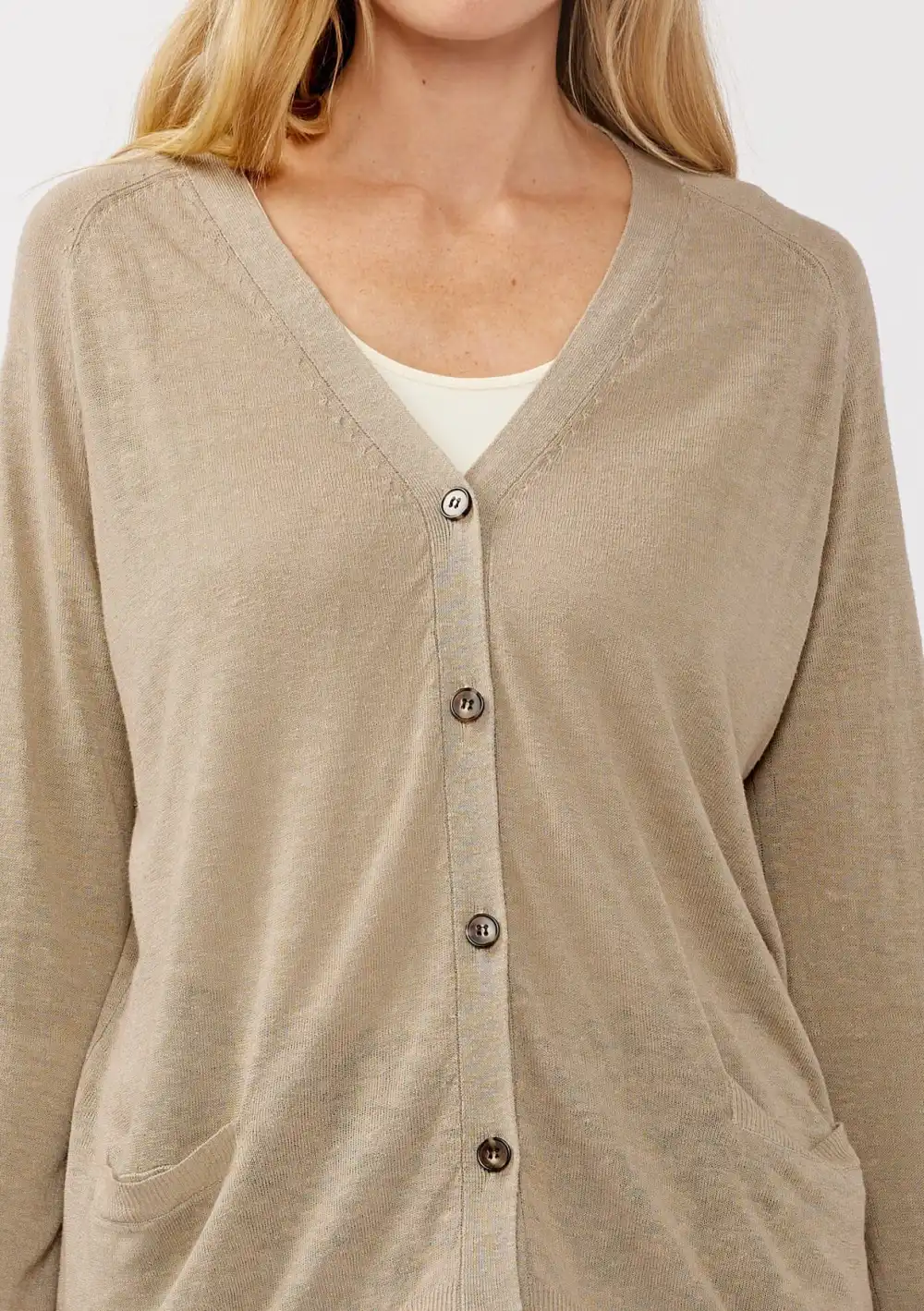 Buton Up V-Neck Cardigan with Pockets