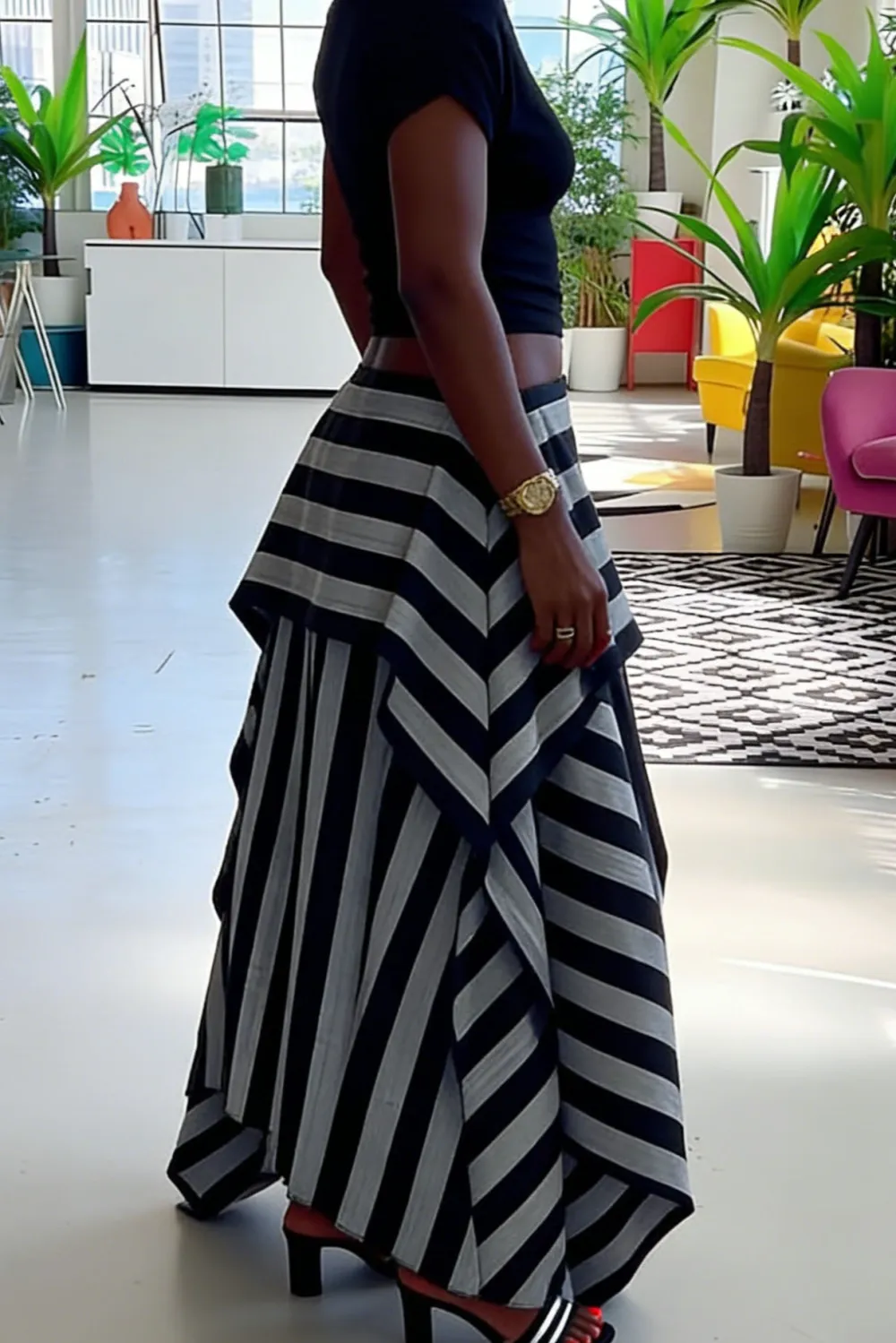 Layered Striped Skirt
