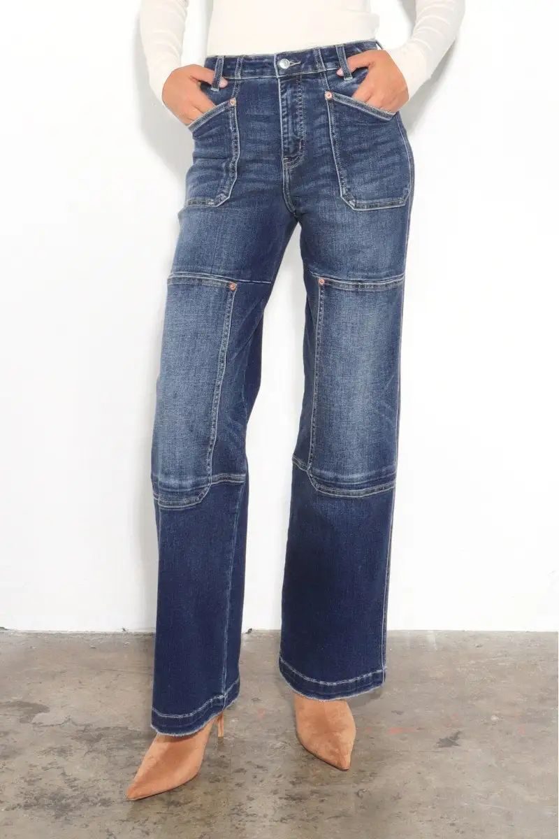 Clean Line High Rise Wide Leg Relaxed Denim Jeans