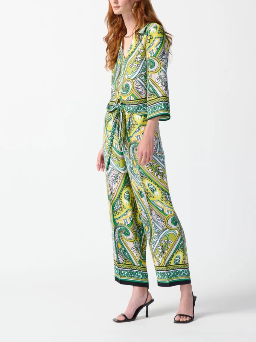 Woven Paisley Print Cropped Trousers