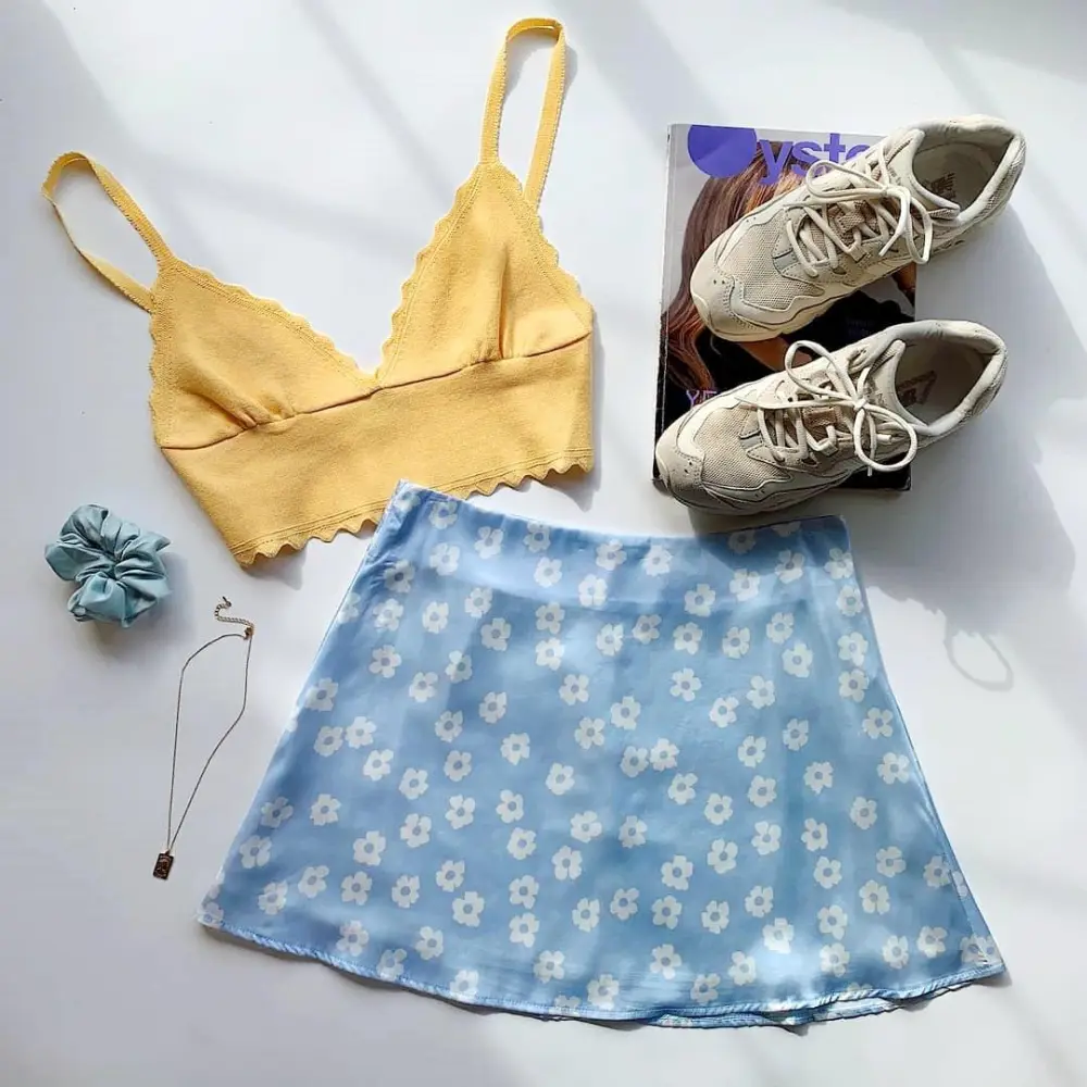 Satin Silk Floral Skirt