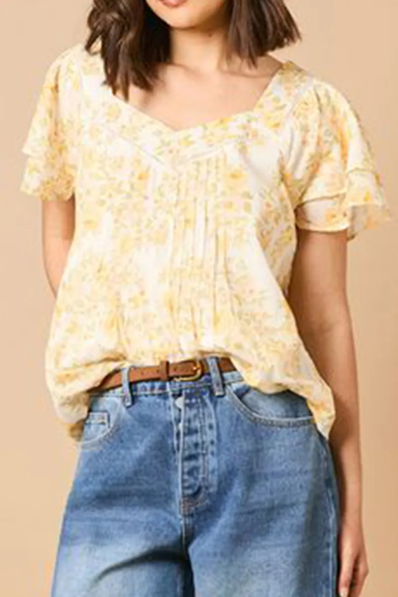 Casual Style Multi Ruffle Sleeve Top