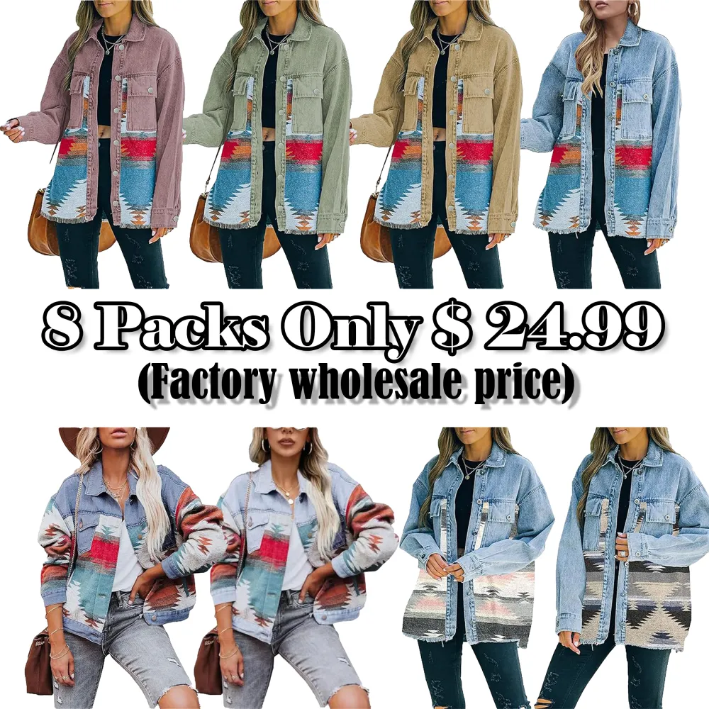 Women’s Aztec Denim Jacket – Vintage Vibes. Modern Edge. Effortless Style.