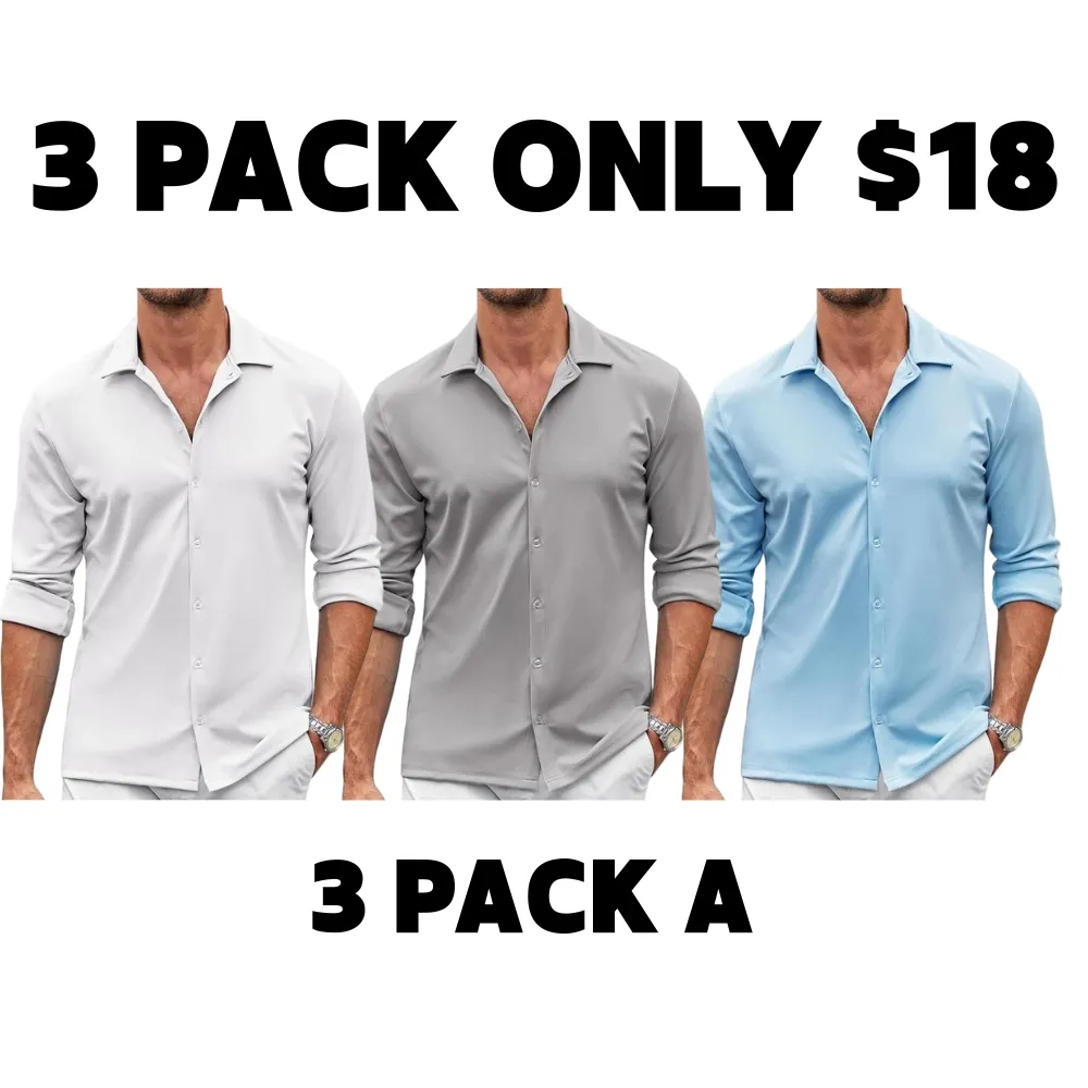 Men's Shirt Wrinkle Free Dress Shirt Long Sleeve Button Menswear