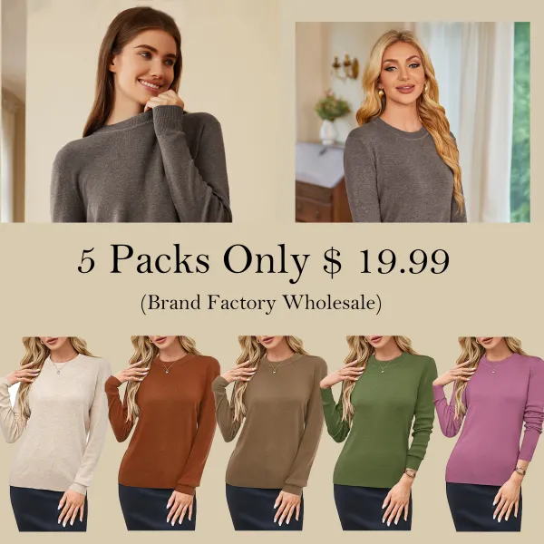 🍂 Women’s Wool Blend Classic Crew Neck Sweater – Timeless Warmth, Effortless Style
