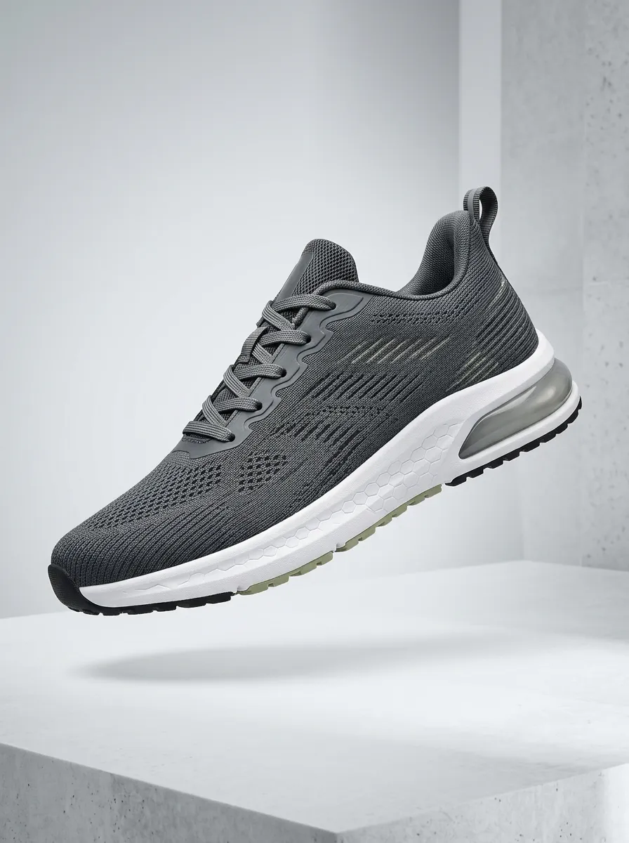 Lightweight-Look Knit Mesh Design Men's Running Shoes