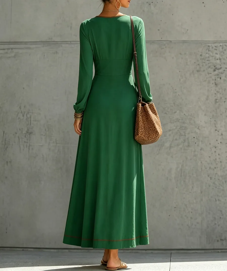 Zipper Neck Maxi Dress