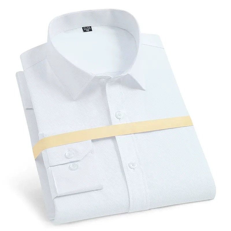 Men'S Long Sleeve Business Solid Color Cotton Breathable Shirt