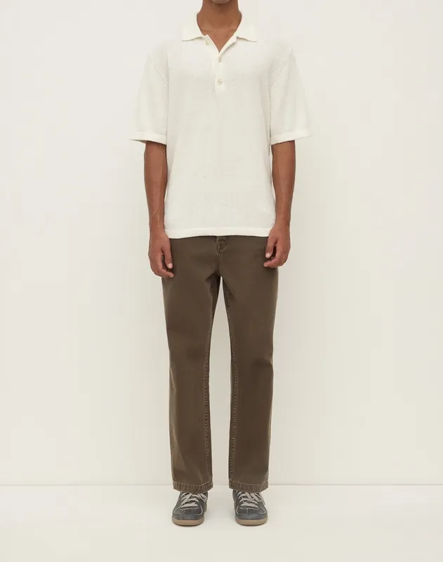Cream Cotton Knit Polo