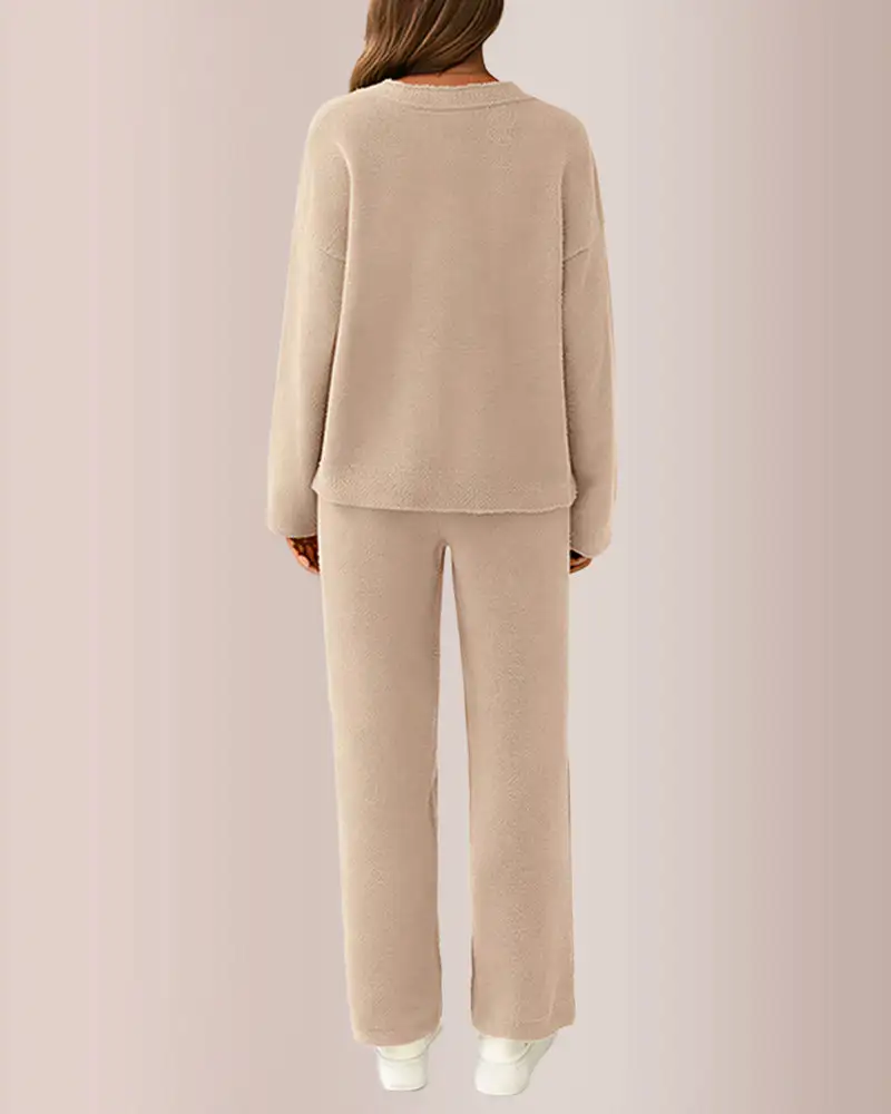 V-Neck Top and Wide-Leg Lounge Set