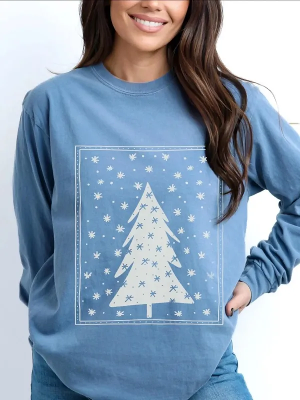 Snowy Tree Print T-Shirt