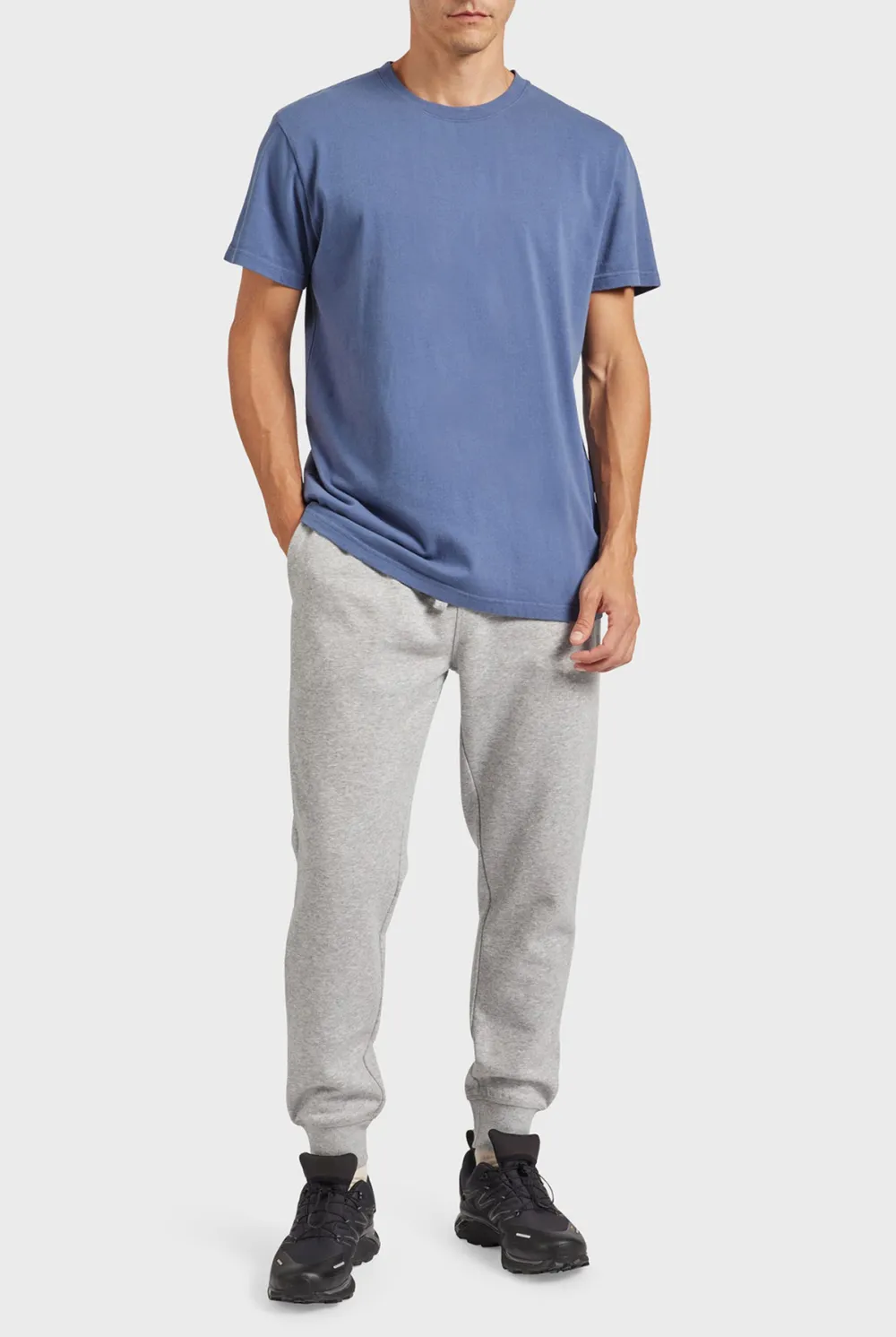 Blue Short Sleeve Crew Neck Basic Tee