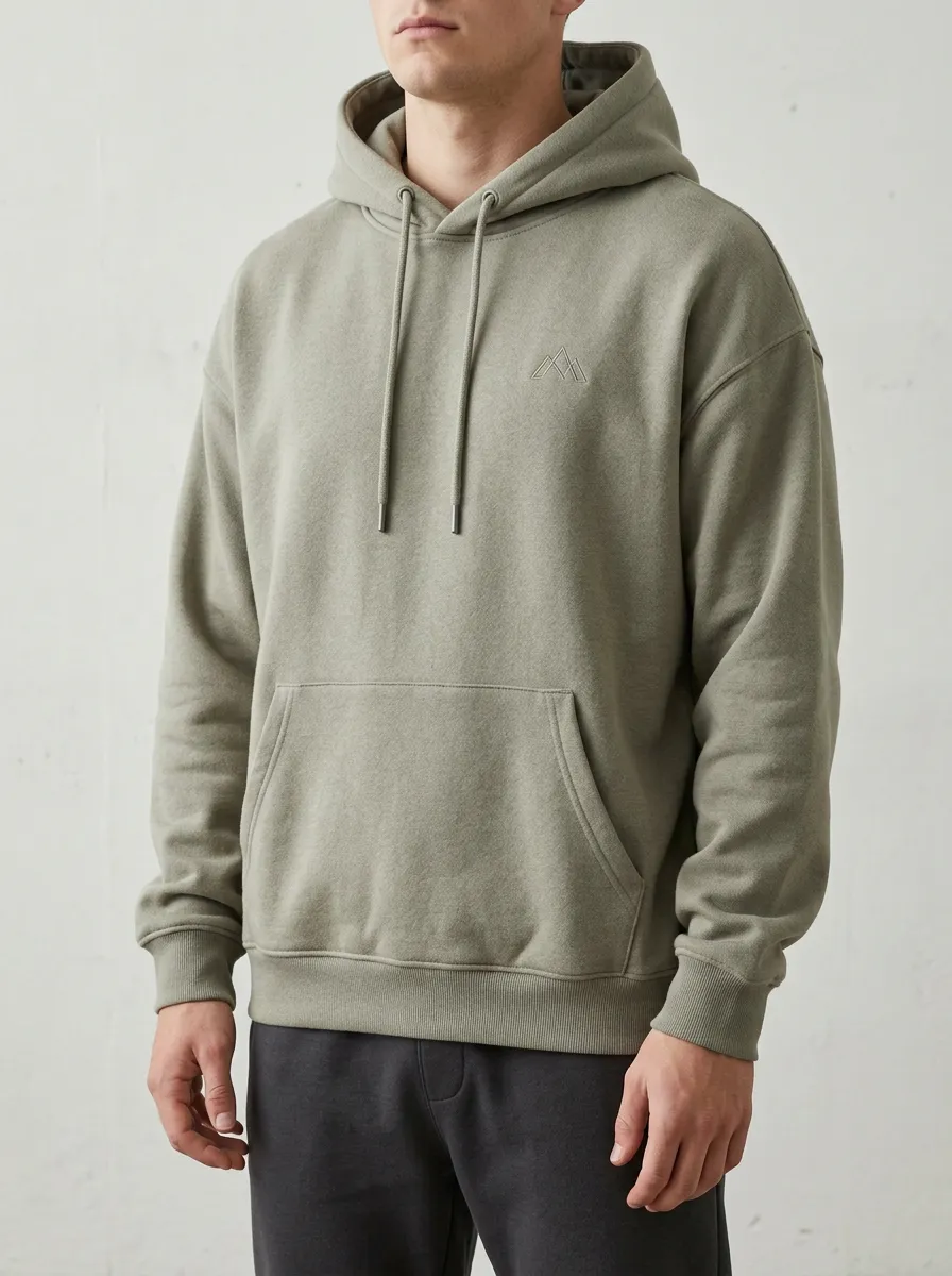 Men's Outdoor Mountain Logo Embroidered Printed Hoodie