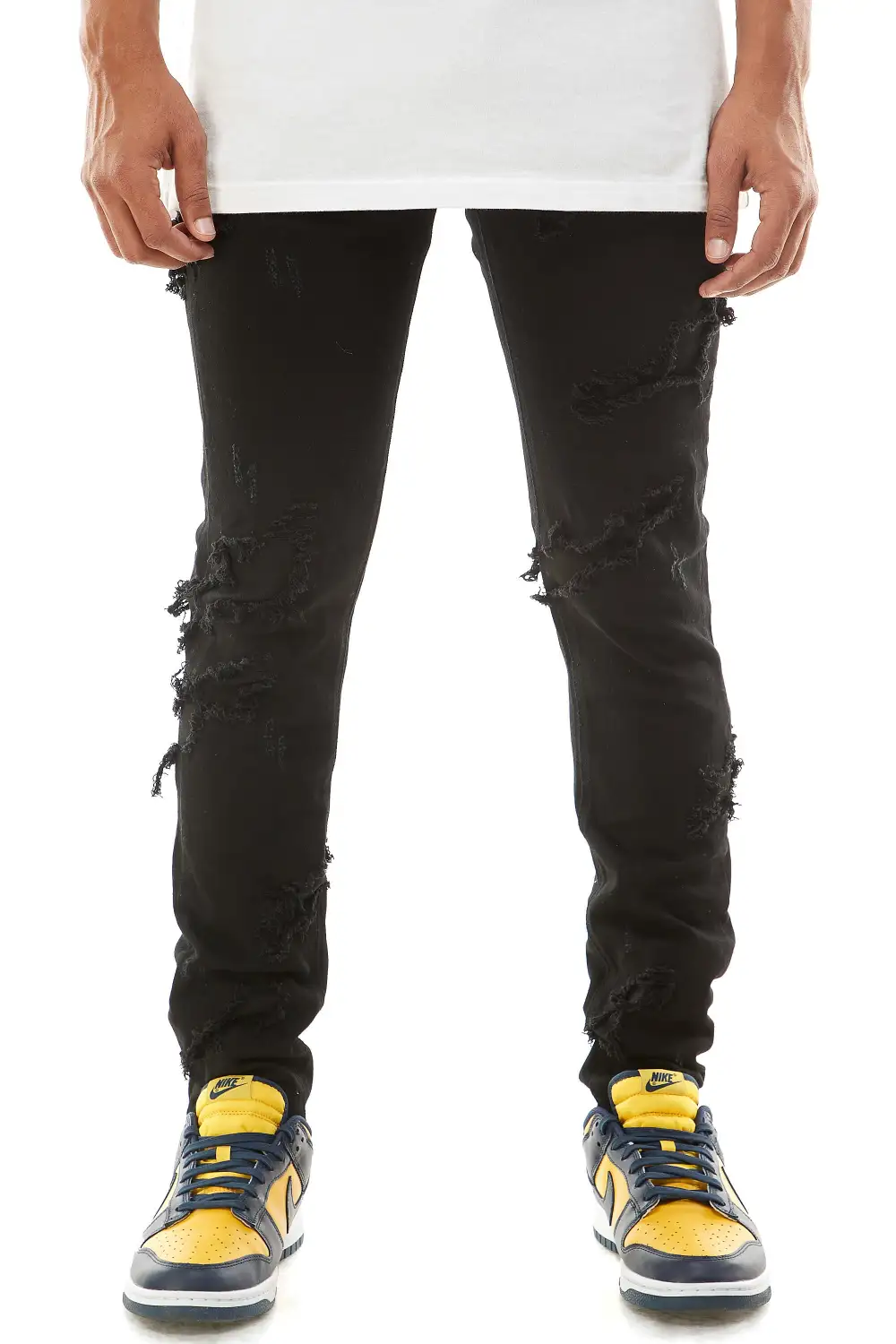 Men's Streetwear Skinny Patchwork Stretch Pants