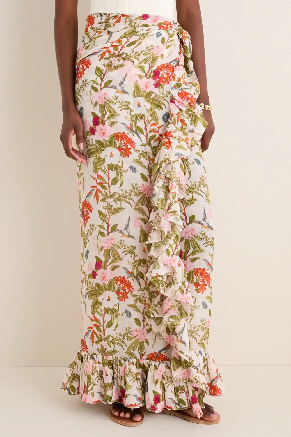Refined Cotton Floral Pareo Skirt
