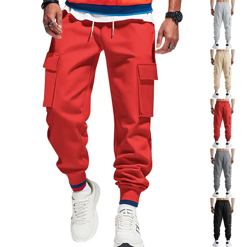 Men's Cargo Jogging Pants with Multiple Pockets and Elastic Waistband Cargo Pants